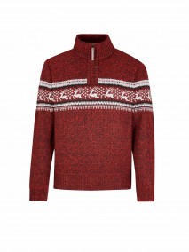 BJØRNSON Holger Scandinavische Gebreide Pullover Trui Teddy Voering Heren - Donkerrood