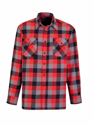 STØRVIK Flanellen Blouse Geruwd Katoen Heren Rood/Zwart - DAWSON 4.3