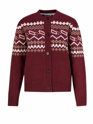BJØRNSON Emelia Vlakbrei Noors Vest Dames - Cardigan - Bordeaux Rood