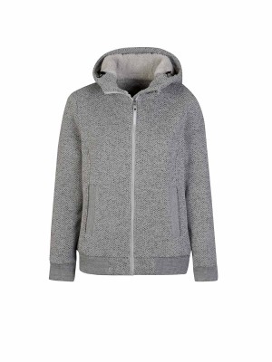 BJØRNSON Gidda Gebreid Hooded Vest Teddy Gevoerd Dames - Lichtgrijs
