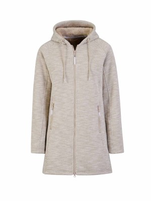 BJØRNSON Parka Gebreid Teddy Vest Gebreid Dames Beige Melange - KAJA