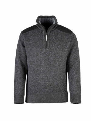 BJØRNSON Liam Fijn Gebreide Pullover Teddy Voering Heren - Antraciet Melange