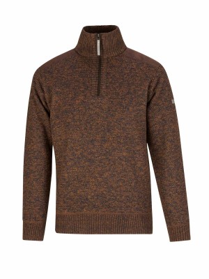 STØRVIK Liam Fijn Gebreide Pullover Teddy Voering Heren - Bruin Melange
