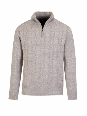 BJØRNSON Lunt Kabel-Gebreide Pullover Teddy Voering Heren - Beige