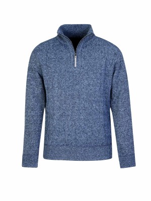 BJØRNSON Lunt Kabel-Gebreide Pullover Teddy Voering Heren - Donkerblauw Melange