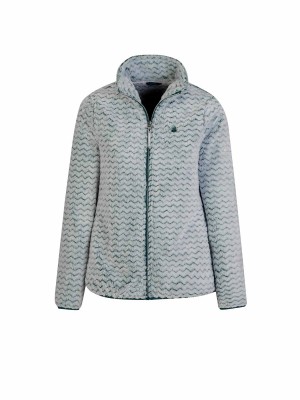 Fleece Vest Dames Zacht / 4 seizoenen Zig-Zag Groen - Wit - 36-56 - Marit