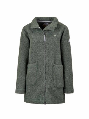 BJØRNSON Milla Curly Fleece Parka Jas Dames - Winterjas - Groen