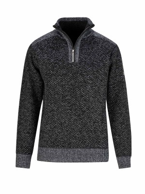STØRVIK Fijn Gebreid Pullover (fleece-gevoerd) Heren Antraciet Grijs - S-4XL - THYMO