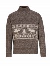 BJØRNSON Kasper Kabel-Gebreide Pullover Teddy Voering Heren Bruin Melange 