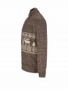 BJØRNSON Kasper Kabel-Gebreide Pullover Teddy Voering Heren Bruin Melange 