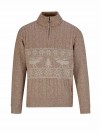 BJØRNSON Kasper Kabel-Gebreide Pullover Teddy Voering Heren Beige Melange 