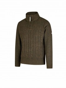 Lunt Kabel-Gebreide Pullover Teddy Voering Heren S-6XL - Olijfgroen Melange