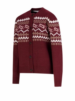 BJØRNSON Emelia Vlakbrei Noors Vest Dames - Cardigan - Bordeaux Rood