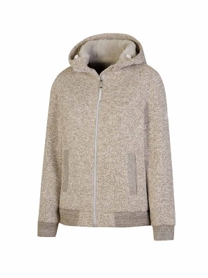 BJØRNSON Gidda Gebreid Hooded Vest Teddy Gevoerd Dames - Zand-Beige