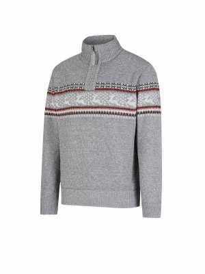 BJØRNSON Holger Scandinavische Gebreide Pullover Trui Teddy Voering Heren - Grijs