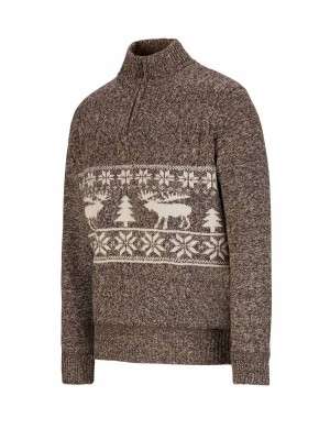 BJØRNSON Kasper Kabel-Gebreide Pullover Teddy Voering Heren Bruin Melange 