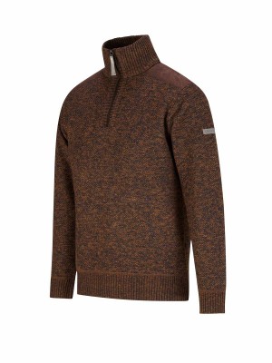 STØRVIK Liam Fijn Gebreide Pullover Teddy Voering Heren - Bruin Melange