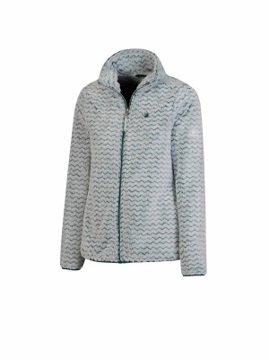 Fleece Vest Dames Zacht / 4 seizoenen Zig-Zag Groen - Wit - 36-56 - Marit