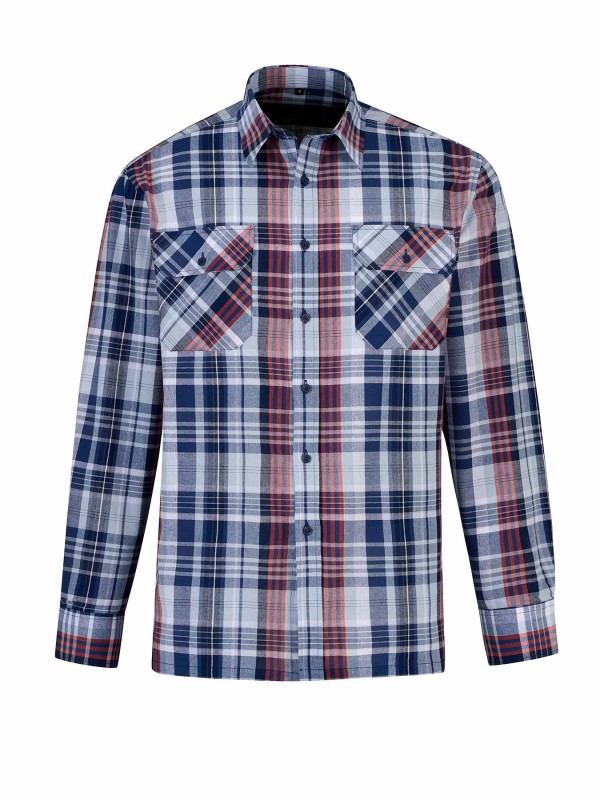 STØRVIK Egersund Katoenen Werkhemd Heren - Houthakkersblouse - Blauw - Rood - Wit - 052-6.2