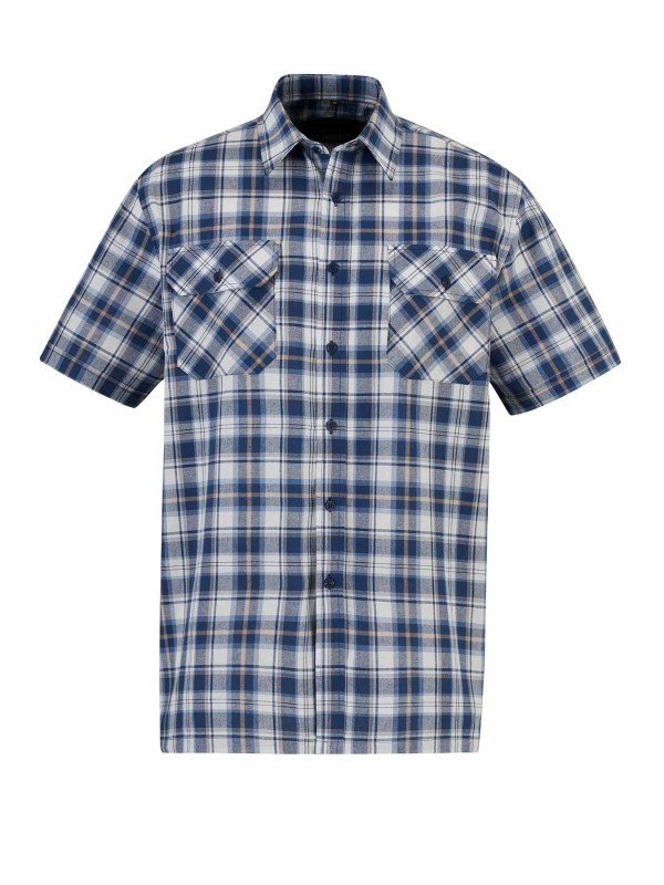 Farsund Katoenen Werkhemd Heren - Houthakkersblouse - Blauw - Wit - Bruin - 0520-6.4