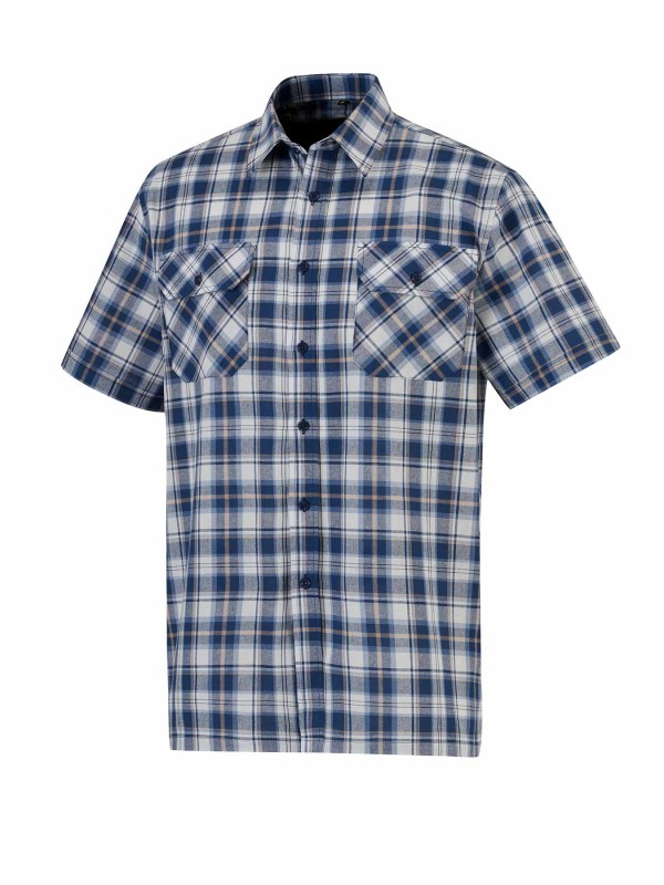 STØRVIK Farsund Katoenen Werkhemd Heren - Houthakkersblouse - Blauw - Wit - Bruin - 0520-6.4