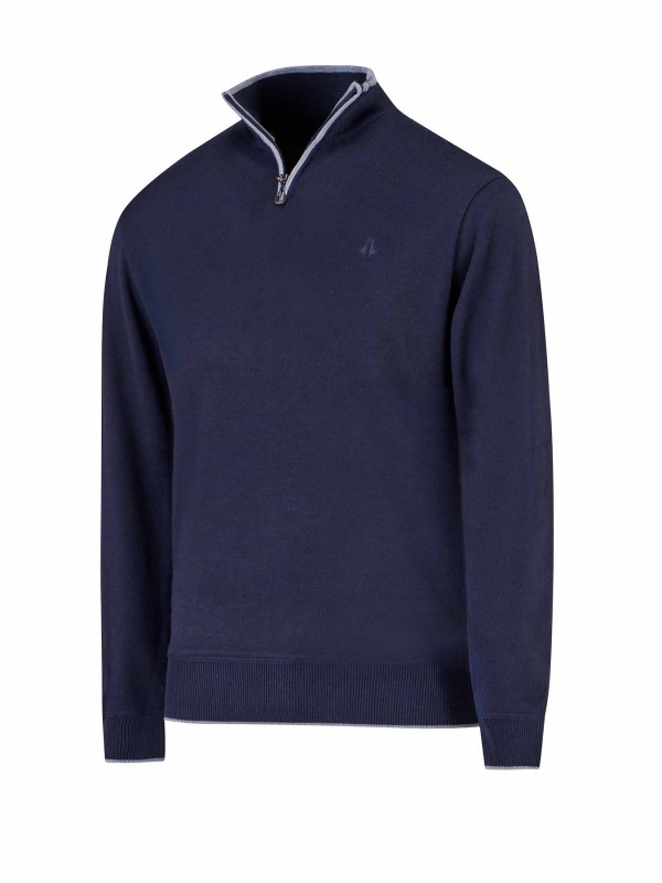 Bjornson Fijn Gebreid Pullover (fleece-gevoerd) Heren Donkerblauw- S-4XL - ZIMON