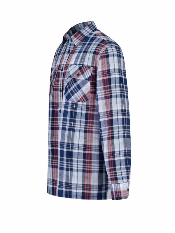STØRVIK Egersund Katoenen Werkhemd Heren - Houthakkersblouse - Blauw - Rood - Wit - 052-6.2