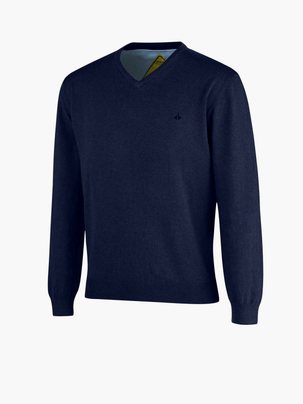 Donkerblauwe heren trui met v hals shop