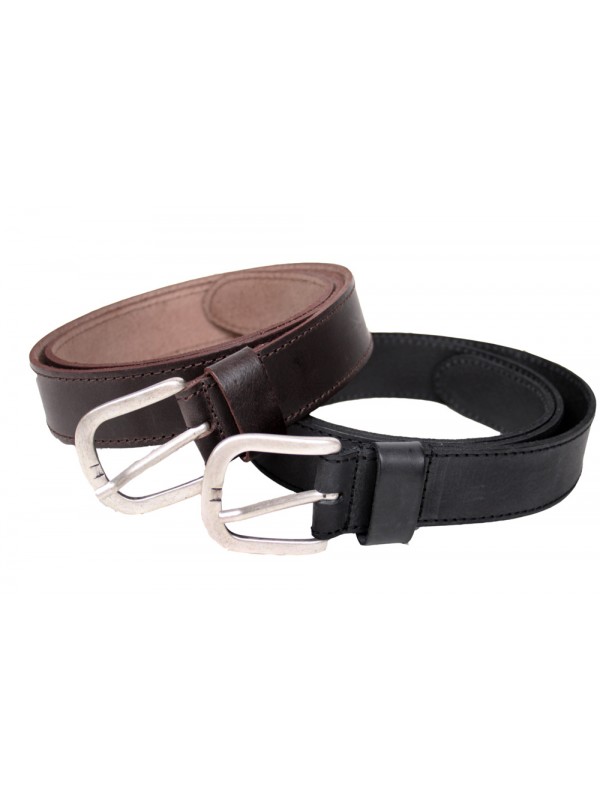 Bruine en zwarte leren riem