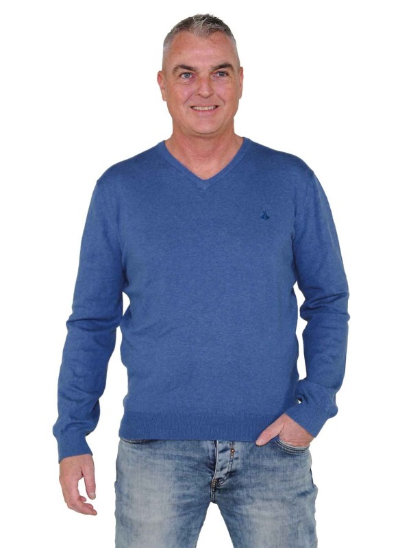 Blauwe heren trui met v hals deals