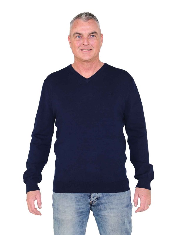 Pullover v hals donkerblauw kopen Bjornson 39 95