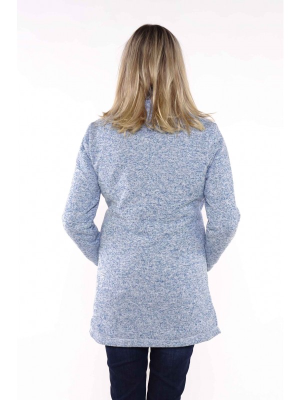 Bjørnson Lang Gebreid Vest Dames Blauw Melange - Kirsten