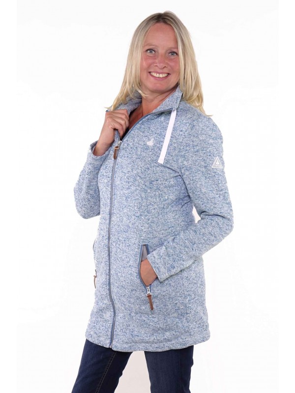 LANG VEST GEBREID DAMES blauw melange Kirsten