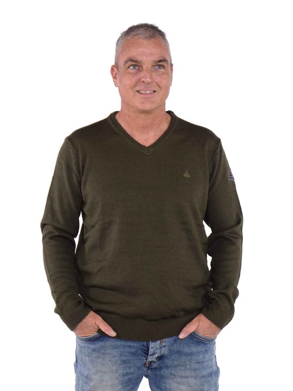 Bjornson Pullover V-hals Heren - Olijfgroen - Lasse
