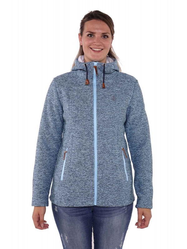 Bjørnson Capuchon Vest Gebreid Dames Blauw - Wenche