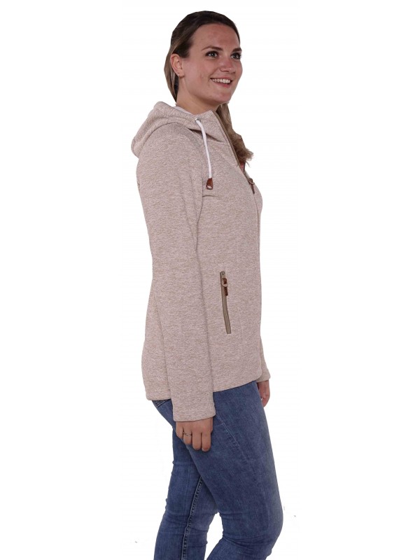 Bjørnson Capuchon Vest Gebreid Dames Taupe - Wenche