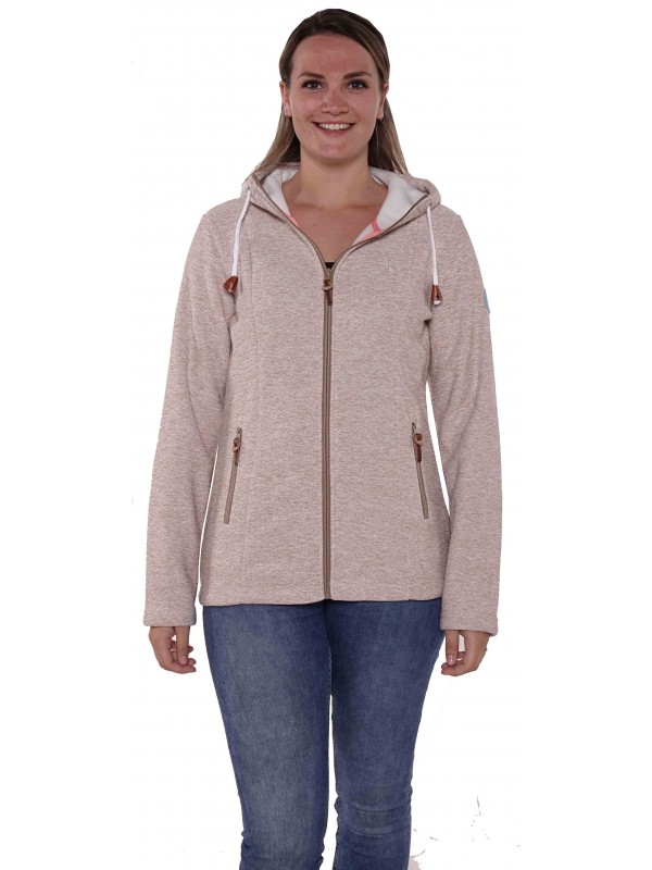 Bjørnson Capuchon Vest Gebreid Dames Taupe - Wenche