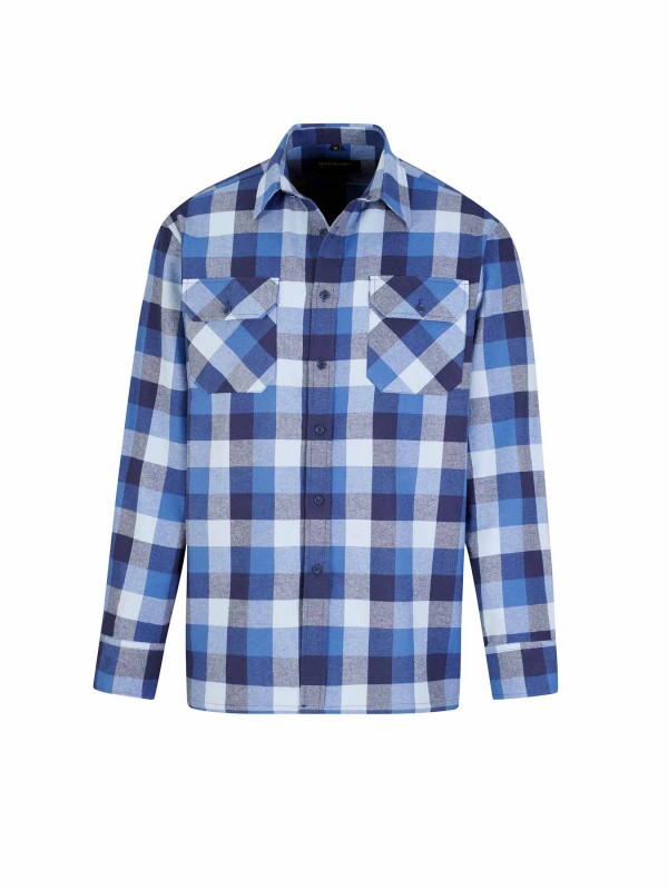 STØRVIK Flanellen Blouse Geruwd Katoen Heren Blauw blok - DAWSON 5.10