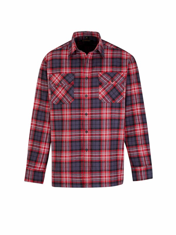 STØRVIK Flanellen Blouse Geruwd Katoen Heren Rood ruit - DAWSON 5.20