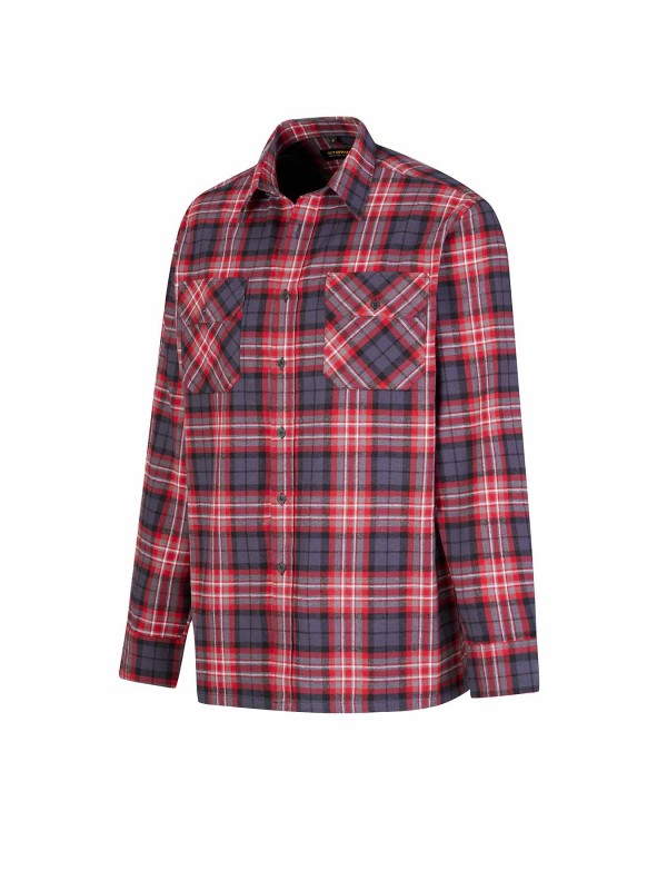 STØRVIK Flanellen Blouse Geruwd Katoen Heren Rood ruit - DAWSON 5.20