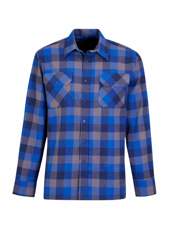 STØRVIK Flanellen Blouse Geruwd Katoen Heren Blauw/Grijs - DAWSON 4.4