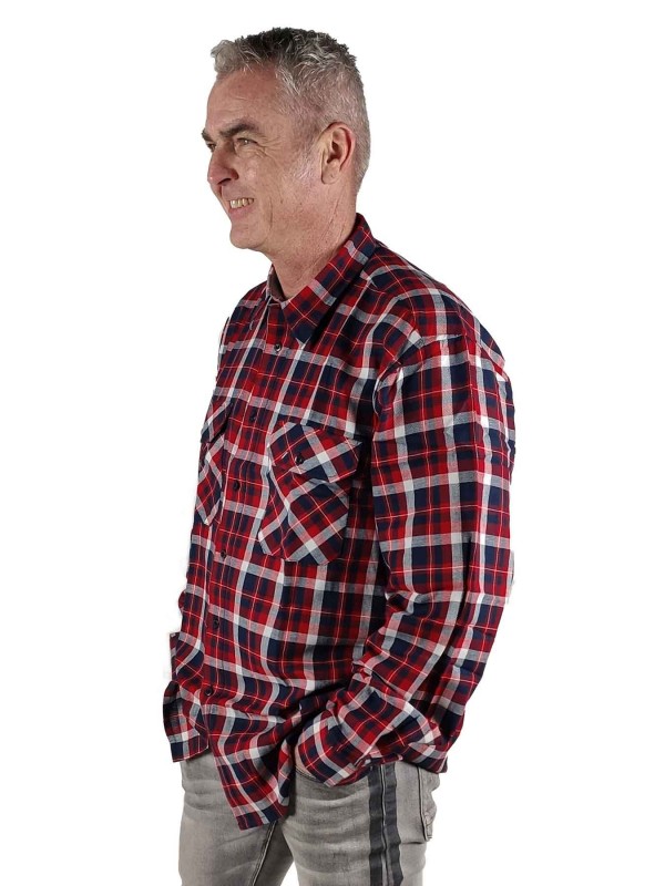 Werkblouse Lange Mouw Heren Blauw Rood Geruit M 4XL EGERSUND