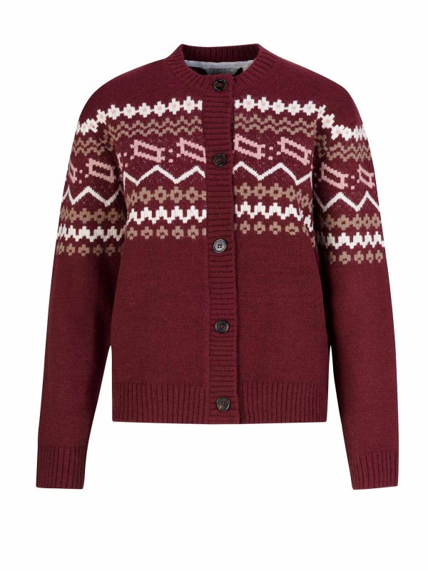 BJØRNSON Emelia Vlakbrei Noors Vest Dames - Cardigan - Bordeaux Rood