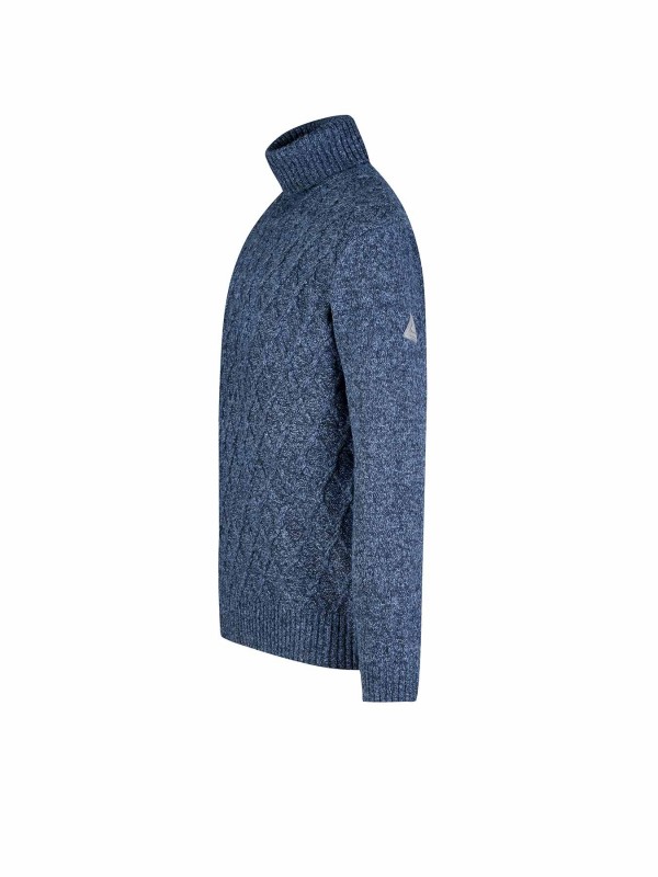 BJØRNSON Coltrui Pullover Wafelpatroon Heren Blauw Melange - FAAS