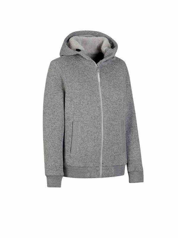 BJØRNSON Gidda Gebreid Hooded Vest Teddy Gevoerd Dames - Lichtgrijs