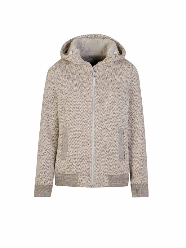 BJØRNSON Gidda Gebreid Hooded Vest Teddy Gevoerd Dames - Zand-Beige