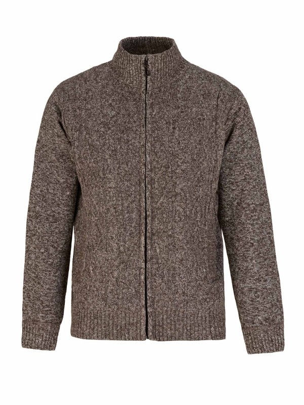 BJØRNSON Gus Kabel-gebreid Vest Fleece Gevoerd Heren - S-6XL - Bruin