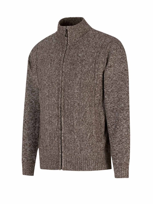 BJØRNSON Gus Kabel-gebreid Vest Fleece Gevoerd Heren - S-6XL - Bruin