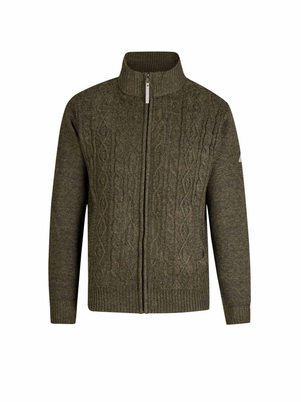 BJØRNSON Gus Kabel-gebreid Vest Fleece Gevoerd Heren - S-6XL - Olijfgroen