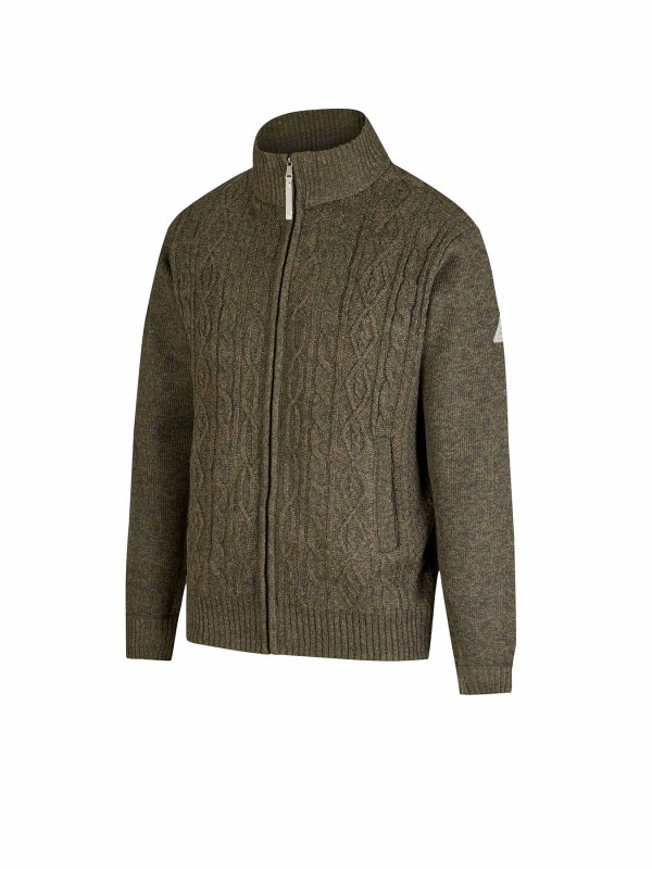 BJØRNSON Gus Kabel-gebreid Vest Fleece Gevoerd Heren - S-6XL - Olijfgroen